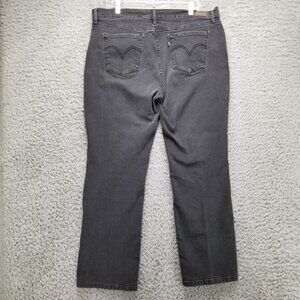 Levis Jeans Womens 16 Petite Black 505 Straight Leg Stretch Denim